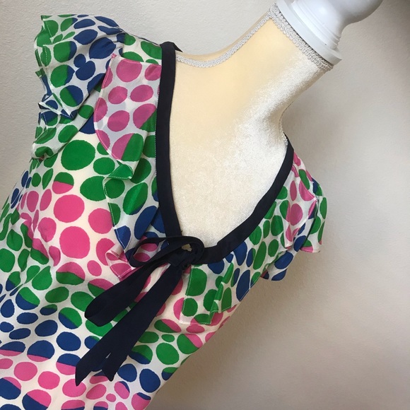Anthropology We ❤️ Vera Silk Multicolored Polka dot Top Blouse NWOT - Picture 4 of 6